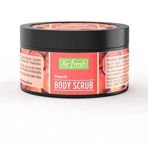 Refresh Peach Body Scrub 100 gm with Glycerine & Aloe Vera Extract For Tan Removal And Deep Cleaning Removes Dirt Dead Skin from Neck Knees Elbows & Arms
