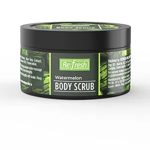 Refresh Watermelon Body Scrub 100 gm with Glycerine & Aloe Vera Extract For Tan Removal And Deep Cleaning Removes Dirt Dead Skin from Neck Knees Elbows & Arms