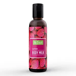 Refresh Lychee Body Milk 50 ml with Aloe Vera Extract For Skin Mosturization | Suiteable For All Skin Types | Long Lasting Lychee Fruit Fragrance