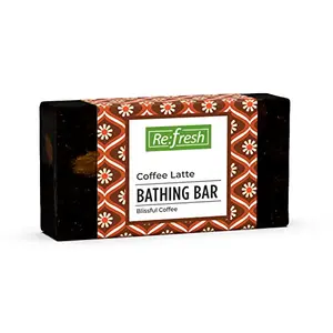 Refresh Coffee Latte Bathing Bar 75 Gm | Safe PH Level | Gentle Cleansing for Men & Women | Helps to Remove Impurities and dirt