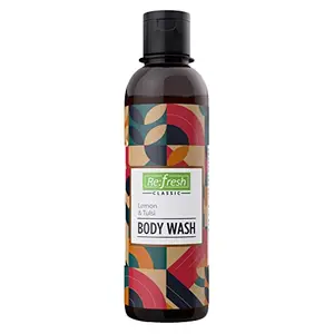 Refresh Lemon & Tulsi Body Wash 250 ml | Enriched with Vitamin E | Helps to Hydrate Skin | For Men and Women | Body Cleanser for Dry Skin
