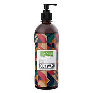 Refresh Lemon & Tulsi Body Wash 500 ML | Enriched with Vitamin E | Helps to Hydrate Skin | For Men and Women | Body Cleanser for Dry Skin