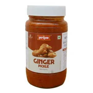Priya Ginger Pickle with Garlic 500g - Homemade Adrak Achar - Traditional South Indian Taste