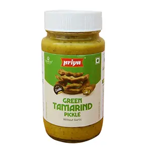 Priya Green Tamarind Pickle without Garlic 300g - Homemade Imli Achar - Traditional South Indian Taste