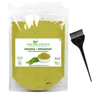 Shudh Online Henna Powder for Hair Colour Mehandi Powder (200 Grams) Natural Mehndi for Grey Hair Care (Cassia Obovata) Bright Herbal Fresh Hena for Brown Black Hair Growth