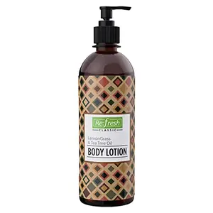 Refresh Lemongrass & Tea Tree Oil Body Lotion 500 ml | Moisturizer for Men & Women | Enriched with Vitamin E | Helps to Keep Skin Hydrated | Deeply Moisturizes Skin