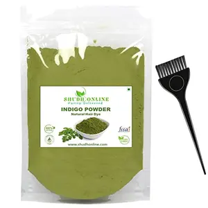 Shudh Online Indigo Powder Organic for Hair Black Colour (1000 Grams / 1 Kg) Natural Avuri Leaf Powder Neela Amari Neel Patti Neelayamari Neli Aku Indico. Powder