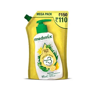 Medimix Ayurvedic Nature Fresh with Lemon Tulsi Aloe Vera - Hand Wash Mega Pack Refill Pouch 750 ml