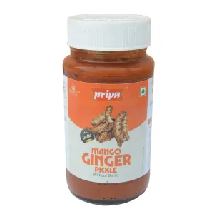 Priya Mango Ginger Pickle without Garlic 300g - Homemade Mango Ginger Achar - Traditional South Indian Taste