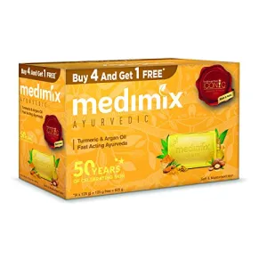 Medimix Ayurvedic Tumeric & Argan Oil Bathing Bar 125 g (4 + 1 Offer Pack)