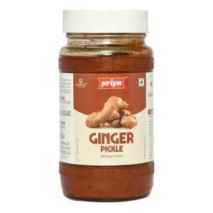 Priya Ginger Pickle without Garlic 500g - Homemade Adrak Achar - Traditional South Indian Taste