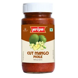 Priya Cut Mango Pickle without Garlic 300g - Homemade Aam Achar - Traditional South Indian Taste