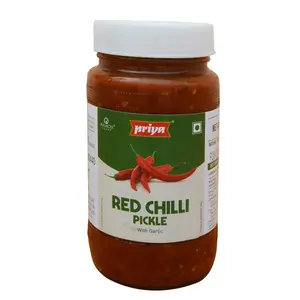 Priya Red Chilli Pickle with Garlic 500g - Homemade Lal Mirch Achar - Traditional South Indian Taste