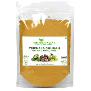 Shudh Online Triphala Churna Powder Amla Baheda Harad 1:1:1 (600 Grams) Organic Triphla Churana Trifala Churanam - Digestion Weight loss Hair Skin