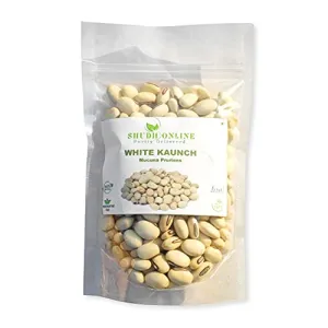 Shudh Online White Kaunch beej Konch Seed Safed Koch ke beej (1000 Grams / 1 Kg) Alkushi Kauch Mucuna Pruriens Velvet Beans Kapikachhu Cowitch Cowhage