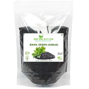 Shudh Online Sabja Seeds Basil Seeds for Weight Loss Organic (400 Grams) Tulsi beej Kamakasturi Seed Tumkaria Sbja for Falooda Sabza Besel Sabja Besil Bassil Badil