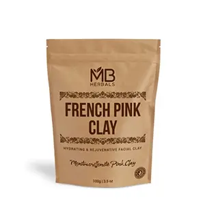 MB Herbals French Pink Clay Powder 100G | For Face Packs Face Scrubs & Soap Making | Absorbs Excess oil from the skin