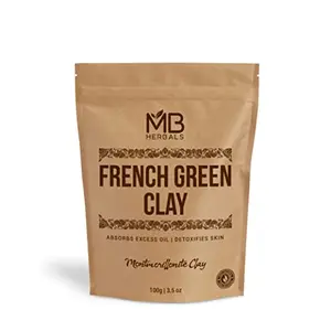 MB Herbals French Green Clay Powder 100G | For Face Packs Face Scrubs & Soap Making | Absorbs Excess oil from the skin
