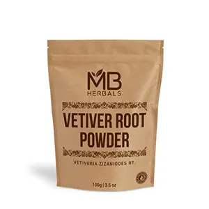 MB Herbals Vetiver Powder 100g | Khus Root Powder | Vetiveria Zizanioides Root Powder | Ramachham