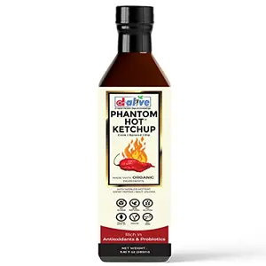 Phantom Hot (Tomato) Ketchup: Sauce made with World's Hottest Ghost Pepper / Bhut Jolokia Chilli 280ml (Sugar-free Organic Gluten-free No MSG Vegan Keto & Diabetes Friendly)