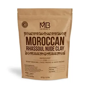 MB Herbals Moroccan Rhassoul Clay (Nude) Powder 227g | Mild Clay for Making Soaps and Face Packs | For Skin Care Mask & Hair Cleanser
