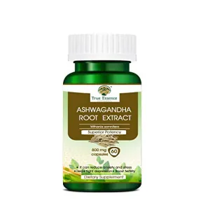 Heera Ayurvedic Research Foundation True Essence Provisions Ashwagandha Root Extract Withania Somnifera 60 PCS. Veg Capsule (800 mg)