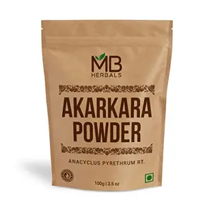 MB Herbals Akarkara Powder | Pellitory Root Powder | Anacyclus pyrethrum Root Powder 100g | Akar Kara | Soothes Toothache