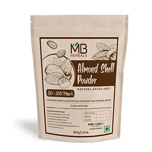 MB Herbals Almond Shell Powder 227g | 8 oz / Half Pound | The Right Particle Size 80 - 100 Mesh for Natural Face Scrubs Soaps & Exfoliating Face Masks | Exfoliates Skin Gently