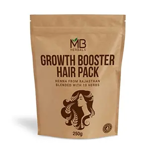 MB Herbals Growth Booster Hair Pack | Henna from Rajasthan Blended with 10 Herbs 250g | External Use Only