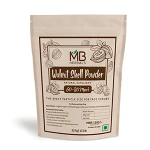 MB Herbals Walnut Shell Powder 227g | 8 oz / Half Pound | The Right Particle Size 60 - 80 Mesh for Natural Face Scrubs Soaps & Exfoliating Face Masks | Exfoliates Skin Gently