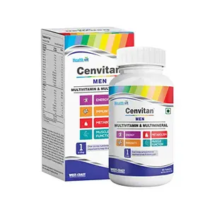 Healthvit Cenvitan Multivitamin for Men - 60 tablets with 24 Nutrients (Vitamins and Minerals) | for Energy Stamina & Recovery