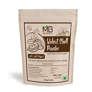 MB Herbals Walnut Shell Powder 227g | 8 oz / Half Pound | The Right Particle Size 40 - 60 Mesh for Natural Face Scrubs Soaps & Exfoliating Face Masks