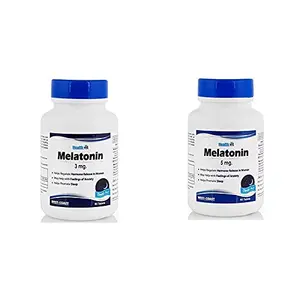 Healthvit Melatonin 3mg Helps You Fall Asleep Faster Stay Asleep Longer Easy to Take Faster Absorption 60 Tablets & Healthvit Melatonin 5mg Helps You Fall Asleep Faster 60 Tablets