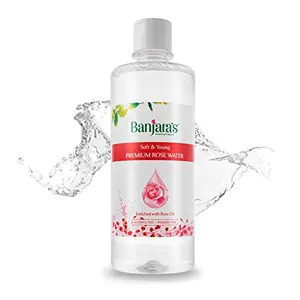 Banjara's Soft & Young Premium Rose Water/Skin Toner - 500 ML - Enriched with Rose Oil - Gulab Jal - Natural - Paraban Free - Alcohol Free