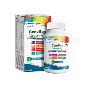 Healthvit Cenvitan Adults 50+ Multivitamin & Multimineral with 25 Nutrients (Vitamins and Minerals) | Eye Health Heart Health Brain Health and Whole Body Health - 60 Tablets