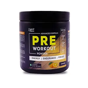 Healthvit Fitness Pre-Workout Explosive Energy Advance Formula 300gm Powder (Orange Flavour)