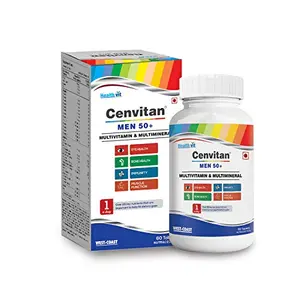 Healthvit Cenvitan Men 50+ Multivitamins and Multimineral 25 Nutrients (Vitamins and Minerals) | Eye Health Immunity Bone Health and Muscle Function 60 Tablets