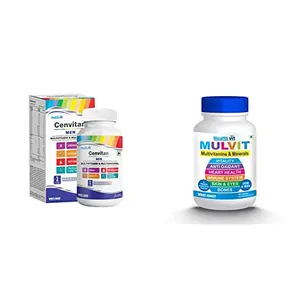 Healthvit Cenvitan Men Multivitamin & Multimineral with 26 Nutrients 60 Tablets & Healthvit Mulvit Multivitamins and Minerals with 31 Nutrients (Vitamins Minerals and Amino Acids) 60 Tablets