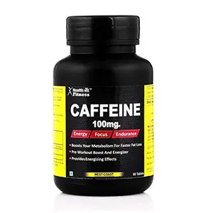 Healthvit Fitness Caffeine 100 mg - 60 Tablets (Energy Focus & Endurance)