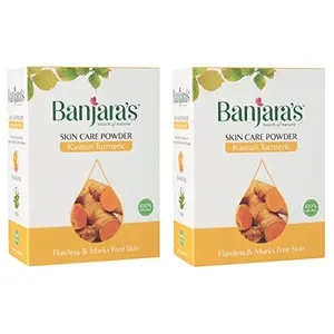 Banjara's Kasturi Turmeric 100% Natural Skin Care Herbal Powder 200gms (100gms*2packs)