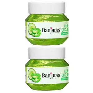 Banjara's Aloe Vera Cucumber Gel 200gm | With blend of Cucumber & Aloe Vera Leaf Juice |For Hydrated & Smooth Skin |Non-Toxic|100% Vegan Natural & Sulphate Free | (2 X100gm Pack)