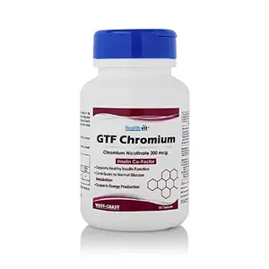Healthvit GTF Chromium (Chromium Nicotinate) 200 mcg 60 Capsules| Maintain Healthy Blood Sugar Levels and Supports Glucose Metabolism