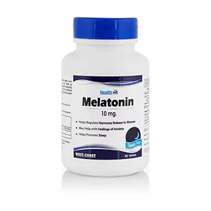Healthvit Melatonin 10mg | Helps You Fall Asleep Faster Stay Asleep Longer Easy to Take Faster Absorption Maximum Strength - 60 Tablets