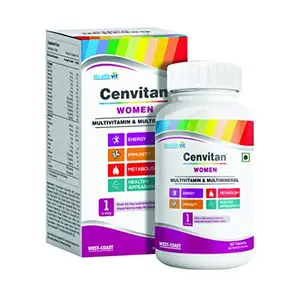 Healthvit Cenvitan Multivitamin for Women - 60 tablets with 24 Nutrients (Vitamins and Minerals) | Anti-Oxidants Energy Metabolism Immunity Beauty and Healthy Appearance