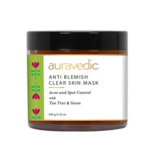 Auravedic Anti Blemish Face Mask For Glowing Skin Tea Tree Oil For Skin Acne Face Pack For Acne And Pimples Neem Oil Anti Acne Face Pack For Women Detan Face Pack For Men Paraben Free 100 Gm