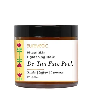 AURAVEDIC Skin Lightening Mask Detan Face Pack For Glowing Skin Sandalwood Turmeric Tan Removal Skin Lightening / Brightening For Women / Men 100 Gm