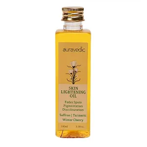 Auravedic Skin Lightening Oil 100ml Face Oil For Glowing Skin Saffron Oil Turmeric For Pigmentation Dark Spots Natural Face oil for Women/Men Paraben free with natural extracts