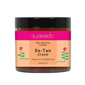 Auravedic Detan Cream Tan removal cream skin lightening formula De tan for men women With Turmeric Licorice Papaya 100gm paraben free