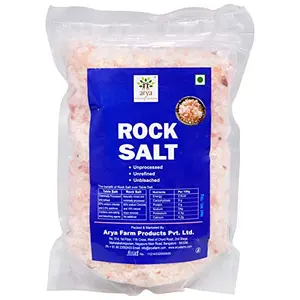 Arya Farm Natural Rock Salt ( Pink Salt Indu Uppu ) Naturally Mined 1 Kg ( No Additives / Unbleached / Unprocessed / No Anti Caking Agents )