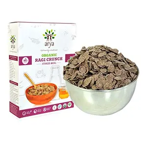 Arya Farm Certified Organic Breakfast Cereal Ragi ( Finger Millet ) Flakes 300g ( Organic / No Added Sugar / No Preservatives / High Fibre Breakfast Cereal for Kids Ragi )